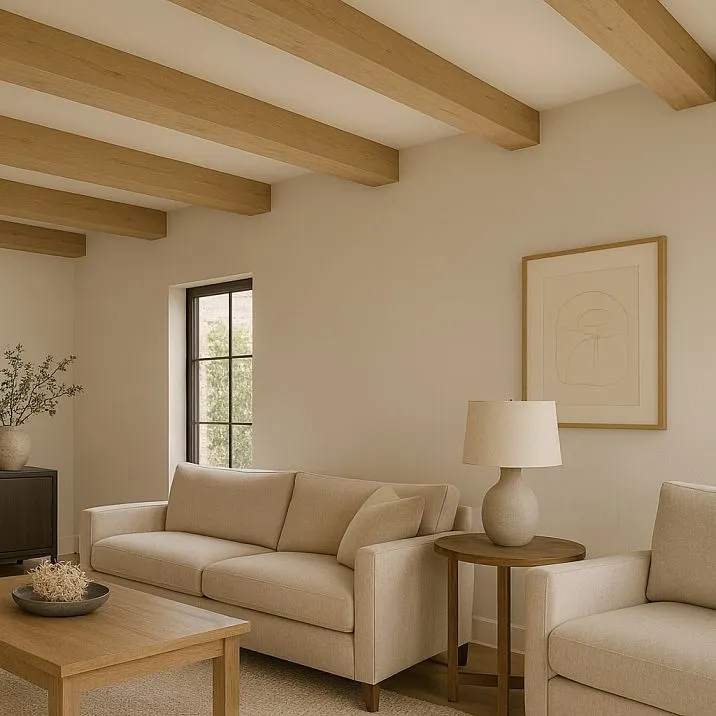 Деревянные балки BL-001 на потолке кухни