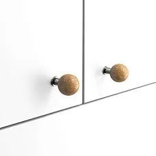 Jupiter HL-064 furniture handle made of natural beech with a spherical metal base, dimensions 29&times;29&times;42 mm