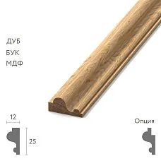 Solid wood molding MLD-057, oak, narrow decorative profile, solid wood variant