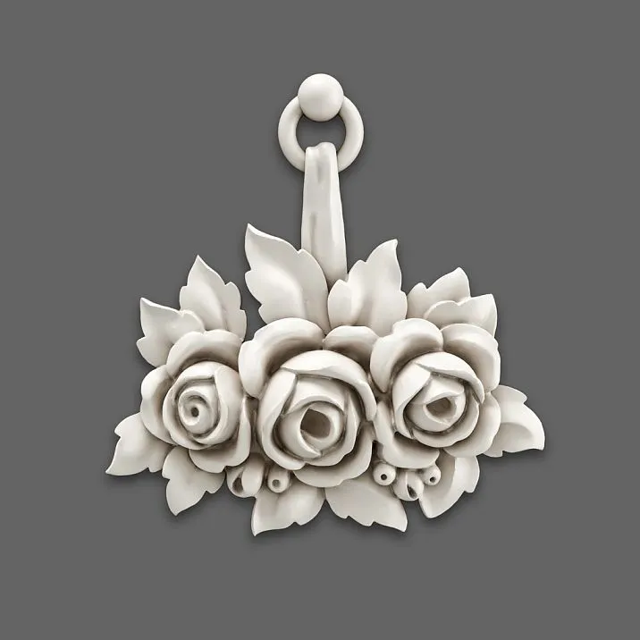 Molded decoration NPU-463.2: bouquet of roses with leaves made of polyurethane, front view