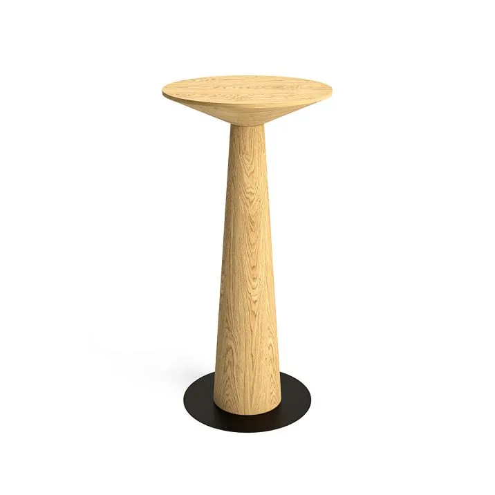 High table STL-040 with conical base from natural wood, height 727 mm