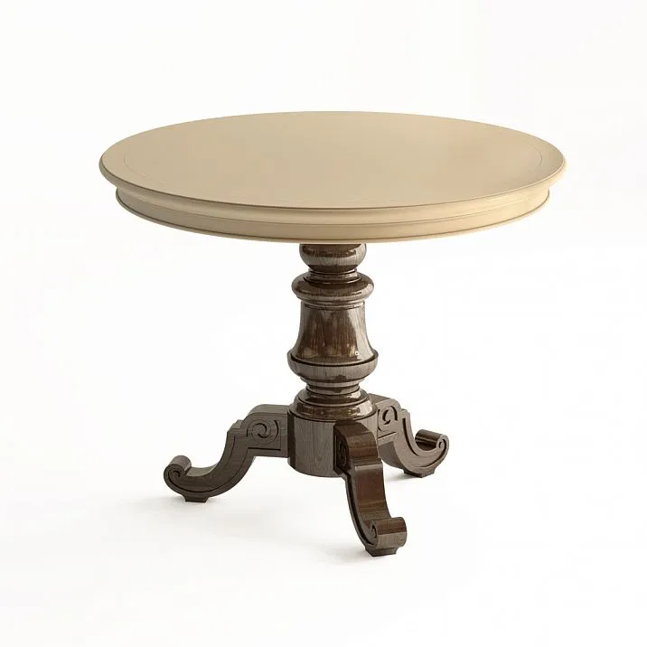 Carved base STL-007 from solid wood with three legs and tabletop
