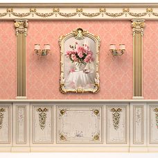 Decorative wooden inserts on walls in interior N-042