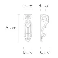 Decorative molded polyurethane bracket KRPU-010 drawing