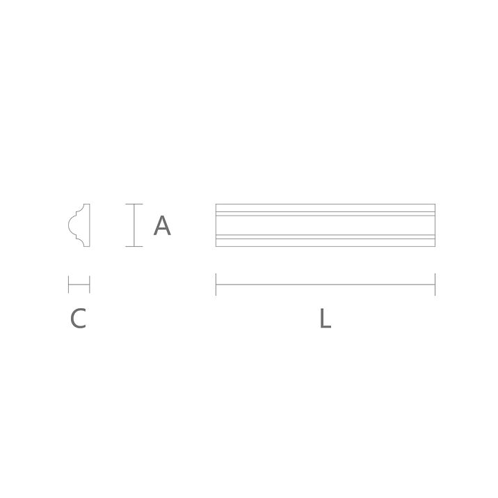MDF primed molding MLD-002-MG, size 22&times;11 mm, drawing