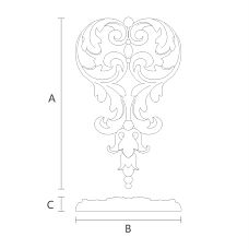 Carved wooden overlay N-372 with flower for furniture decoration drawing
