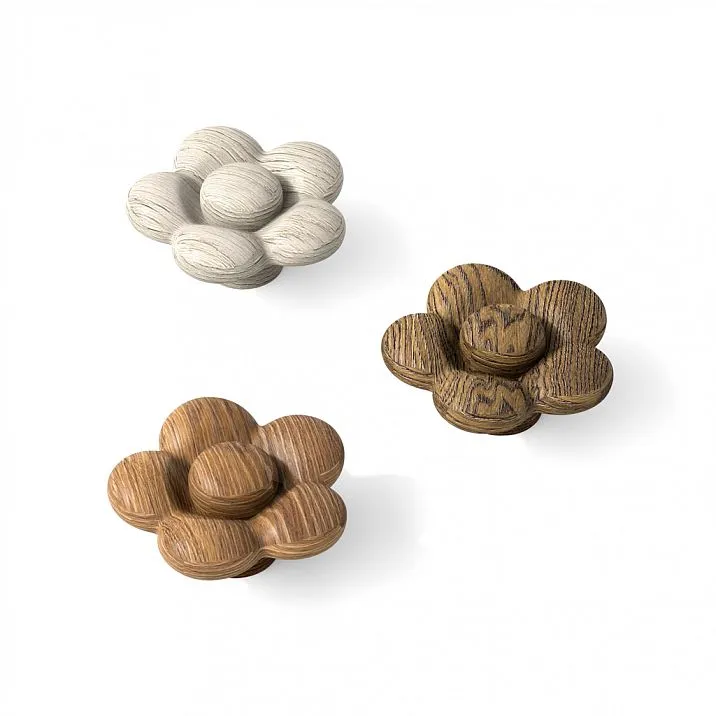 Wooden furniture handle Flower HL-043M in the form of a wooden flower