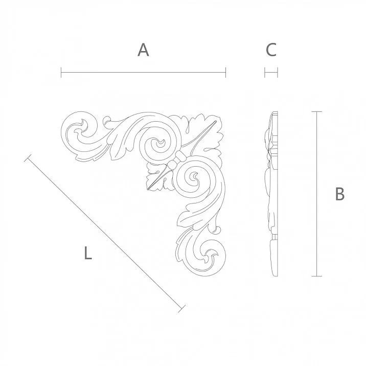 Polyurethane Moldings, Carved Overlay NPU-168 Drawing