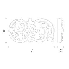 Wooden decorative plate with carved flower pattern drawing