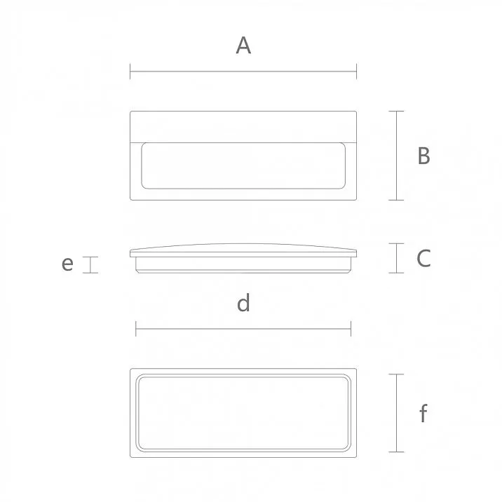 Drawings of rectangular wooden handles