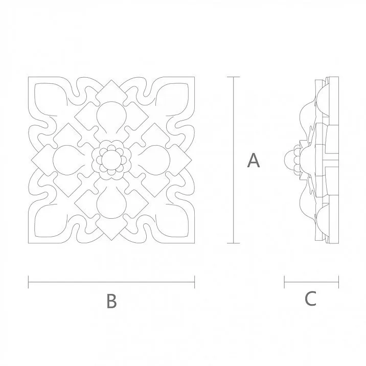 Gothic Carved Rosette R-075 Drawing