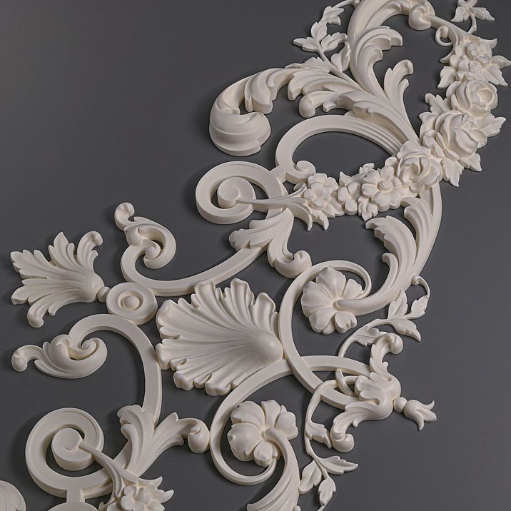 Contour illustration of NPU.VRS-006 molding with central floral motif