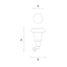 Wooden leg with wheel drawing for furniture