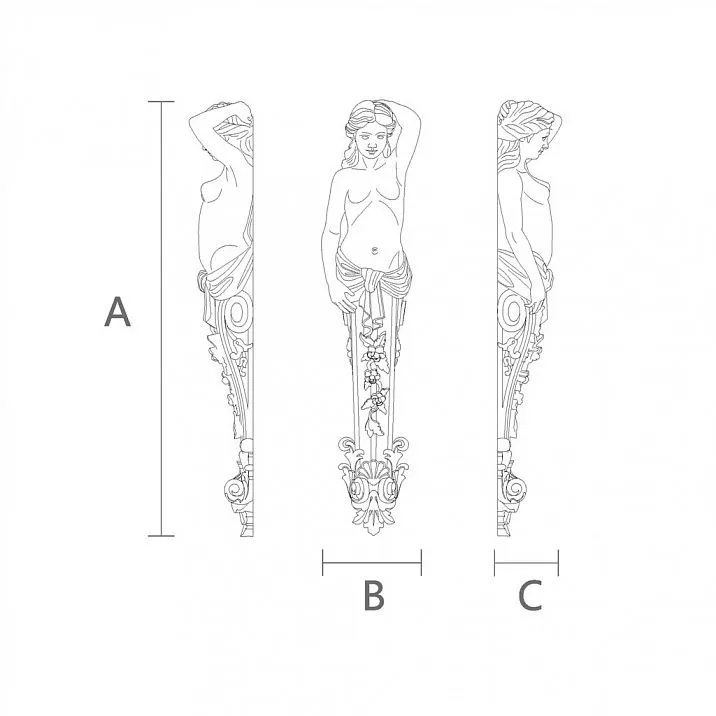 Carved Bracket KR-046.1R - premium shelf bracket from Stavros, drawing