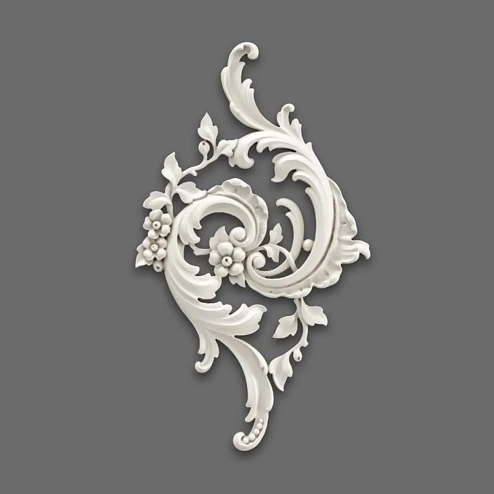 Relief decoration NPU-465: Baroque scrolls and floral motifs from polyurethane