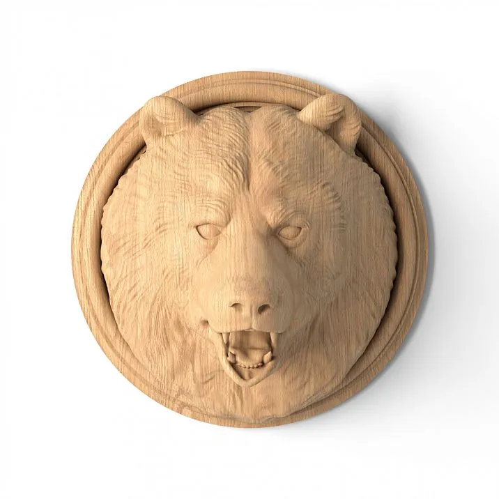 Carved bear-faced maskron for interior M-017