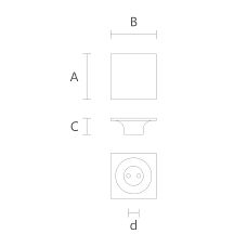Top view of furniture handle with wood finish
