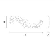 Floral decor for furniture and interiors - carved insert N-458R drawing