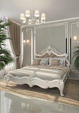 Backrest KRVTC-001-1, white bed in wooden interior