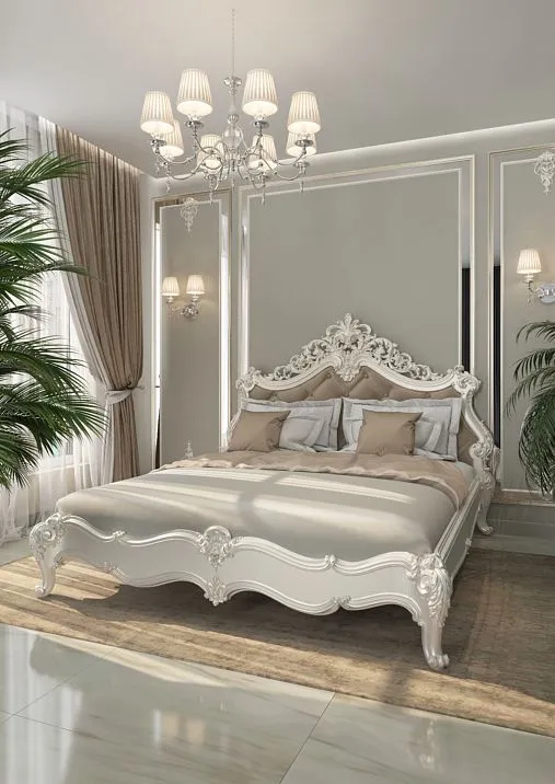 Backrest KRVTC-001-1, white bed in wooden interior