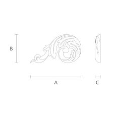 Carved Applique N-119L from oak - drawing