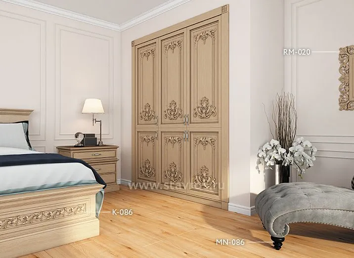 Wooden interior decor in the form of a branch with a flower side view