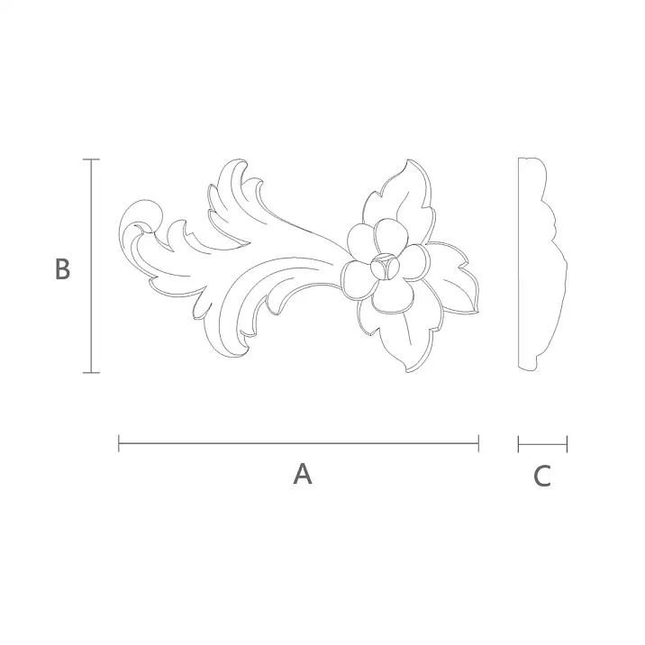Schematic illustration of model NPU-425L with indication of length, height, and thickness of the item