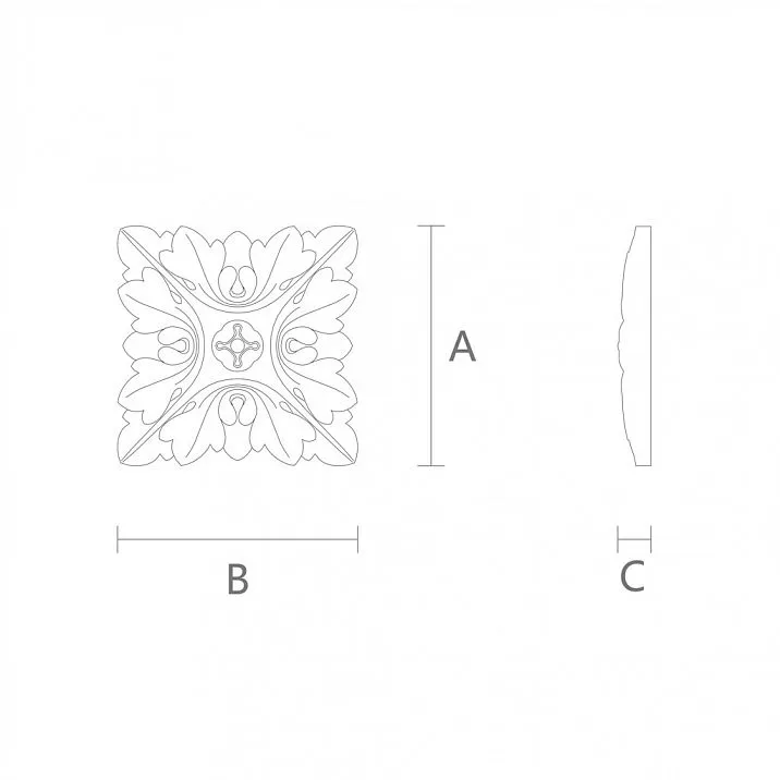Ceiling Decoration Element Carved Rosette R-021 Drawing