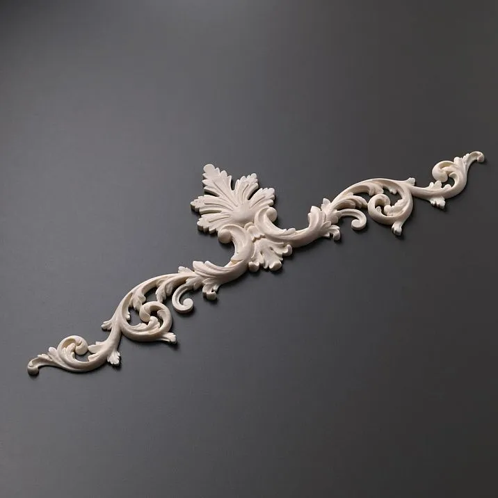 Carved overlay NPU-165 made of polyurethane, a decorative element for interior and furniture. Stavros polyurethane molding of high quality, ready for painting.