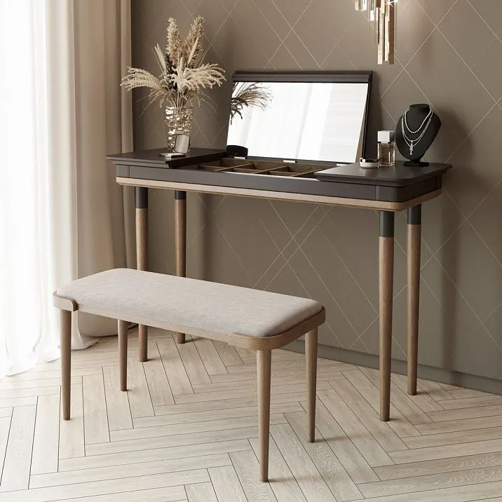 Table with wooden furniture leg MN-202 with black metal base