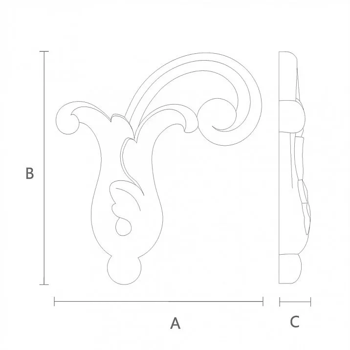 Wooden carving N-303R as an inlay for home decoration, drawing