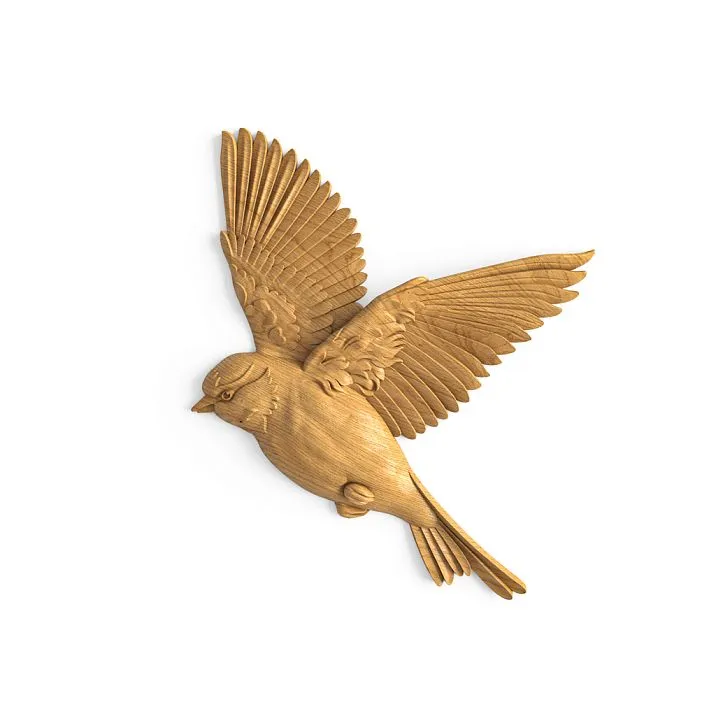 Wooden decor N-493R &ndash; a carved wooden bird with spread wings.