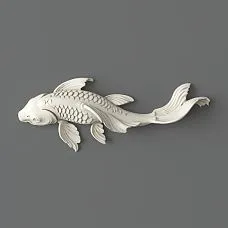 Relief decoration NPU-484 Fish made of polyurethane on a gray background, detailed execution.