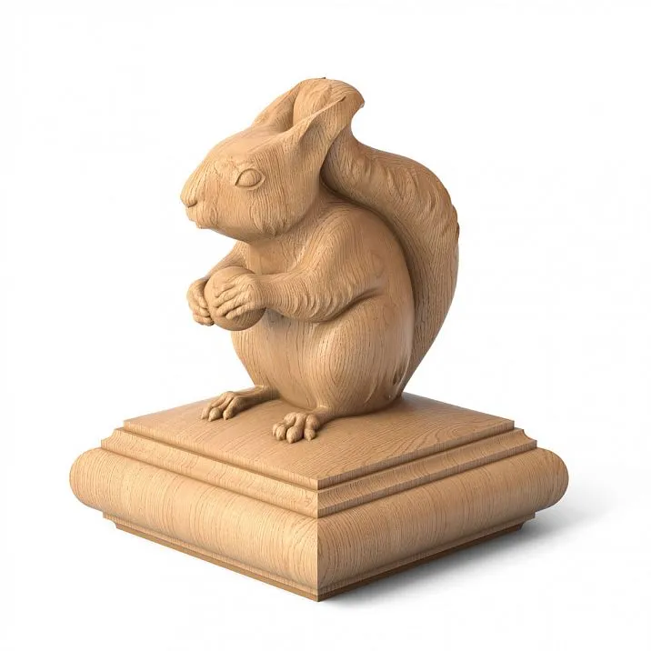 Round top on L-066 post made of oak or beech with acorn and walnut