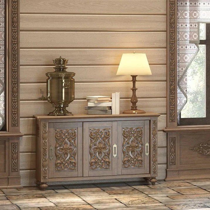 Carved wooden inlay N-340 from oak and beech solid wood, from the 'Russian Style in Interior' collection photo