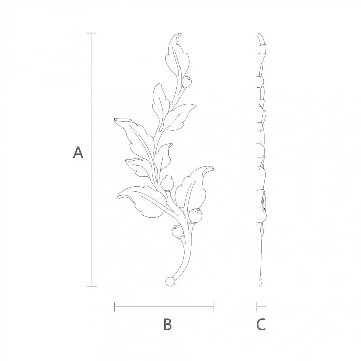 Carved wooden inlay N-472R: drawing