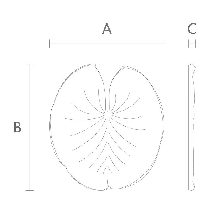 Technical drawing of NPU-490 relief decoration: dimensions A (diameter), B (height), and C (thickness)