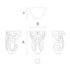 Curved legs with decoration drawing for bed
