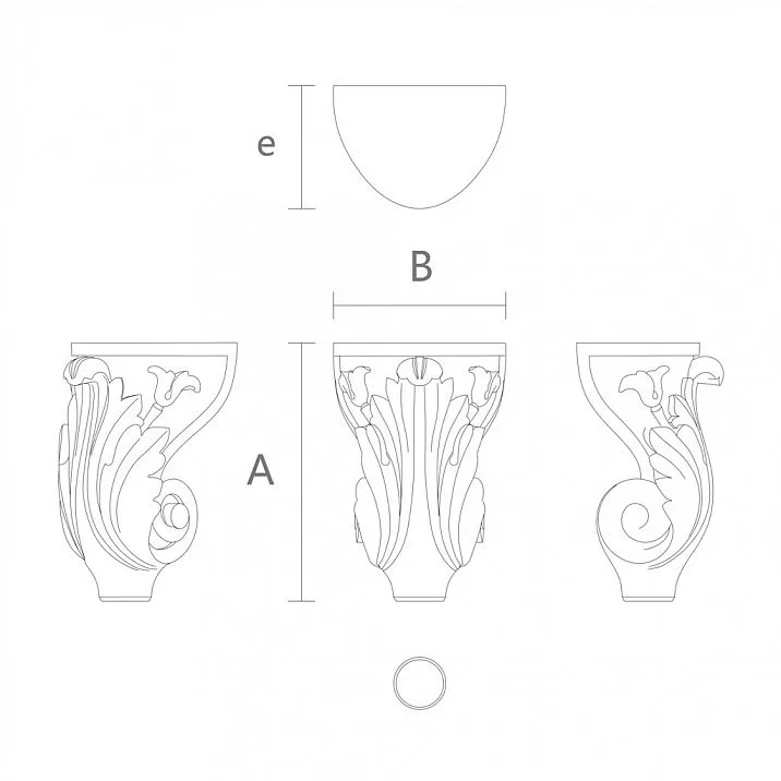 Curved legs with decoration drawing for bed