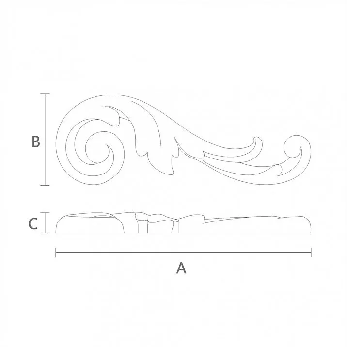 Carved wooden inlay N-282R for furniture and interior decoration drawing