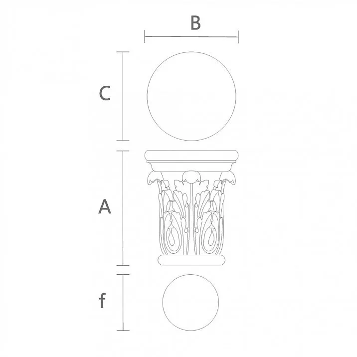 Carved Capital for Kitchen Cabinets KL-045 Drawing