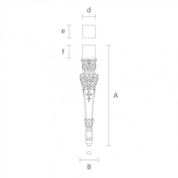 Carved wooden leg drawing for console