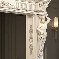 Украшение проема в интерьере деревянным резным декором N-278