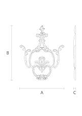 Decorative overlay set with floral motif of leaves and branches made of wood