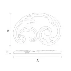 Carved Insert N-292R made of wood with ornament drawing