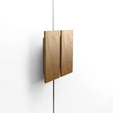 Rectangular wooden handle on the facade