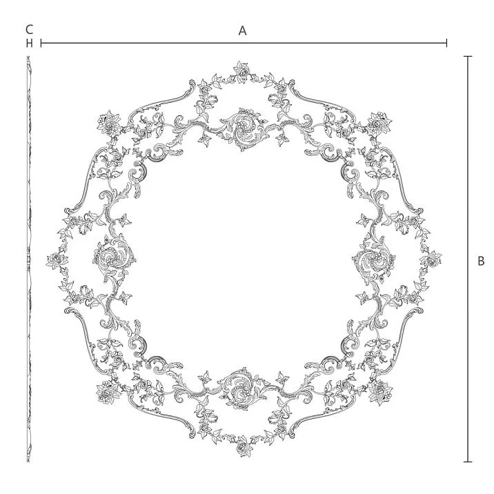 Circular modular socket CPU-067 from polyurethane &ndash; decorative molding for walls and ceiling drawing
