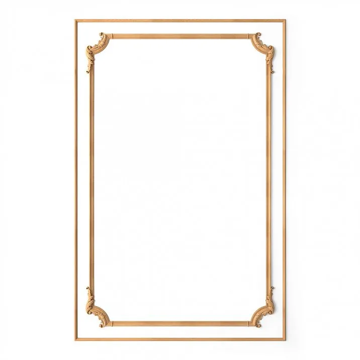 Wooden inlay with carving and moldings for furniture decoration drawing