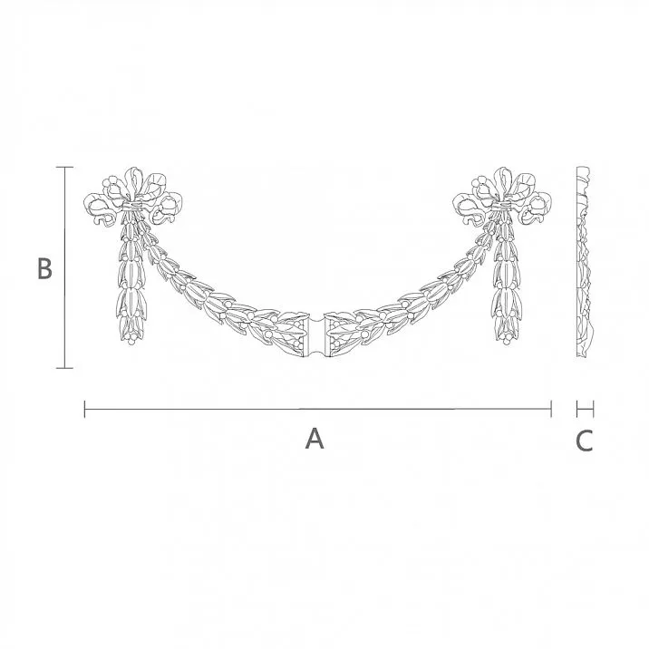 Wooden decorative inlay for interior decoration - inlay N-353 drawing