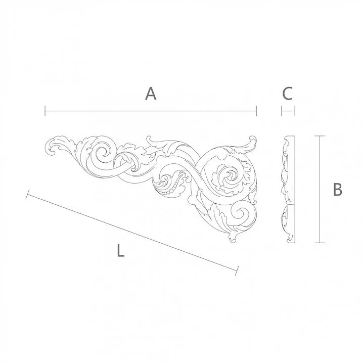 Wooden inlay with floral carving N-339R drawing